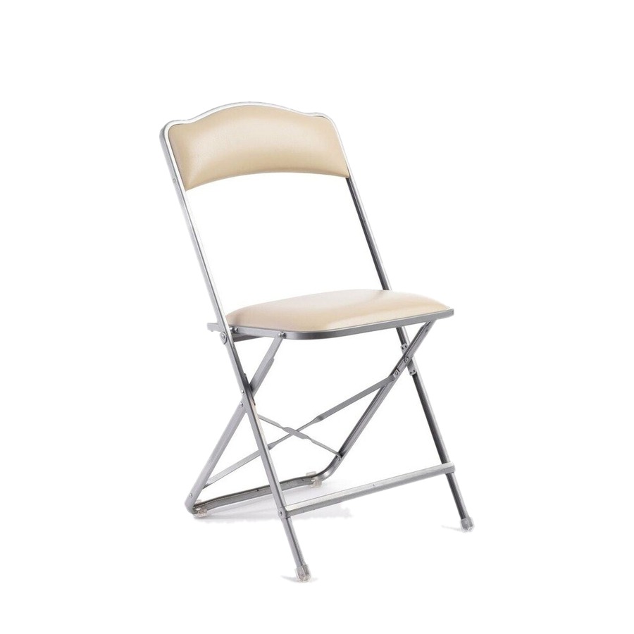 Silver and cream folding chair